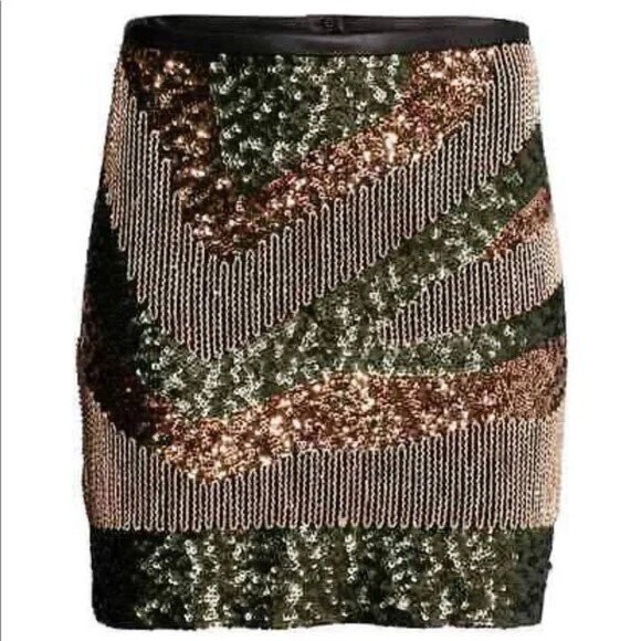 H&M Embellished Sequin Beaded Mini Skirt Size 4 NWT - Picture 3 of 11